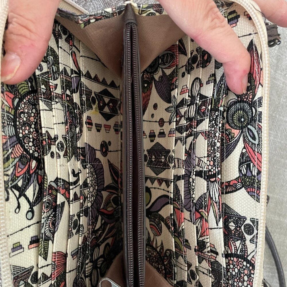 Sakroots Crossbody Wallet, Purse, Cellphone Carrier Floral Owl Coated Canvas! - Picture 7 of 8